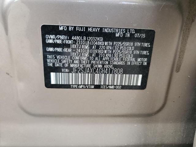 2016 SUBARU FORESTER 2 - JF2SJAXC4GH417808