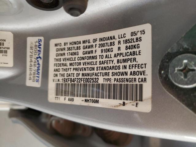 2015 HONDA CIVIC HYBR 19XFB4F22FE002532
