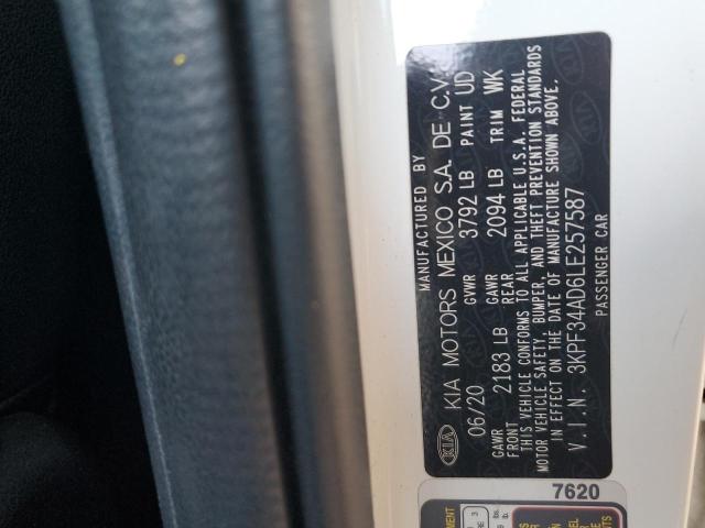 3KPF34AD6LE257587 2020 KIA FORTE