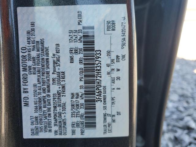 2017 FORD FUSION SE - 3FA6P0H72HR357933