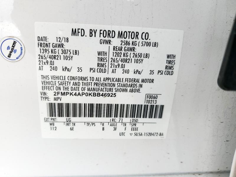 2019 FORD EDGE ST - 2FMPK4AP0KBB46925