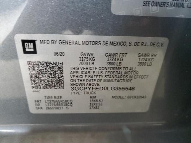 2020 CHEVROLET SILVERADO - 3GCPYFED0LG355546