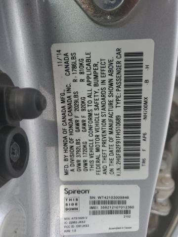 2015 HONDA CIVIC 2HGFB2F91FH510689