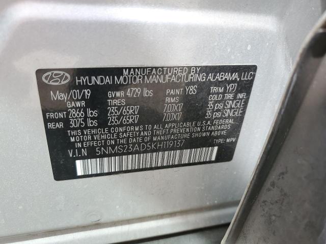 2019 HYUNDAI SANTA FE S 5NMS23AD5KH119137