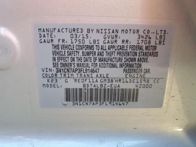 2015 NISSAN VERSA S - 3N1CN7AP3FL914647