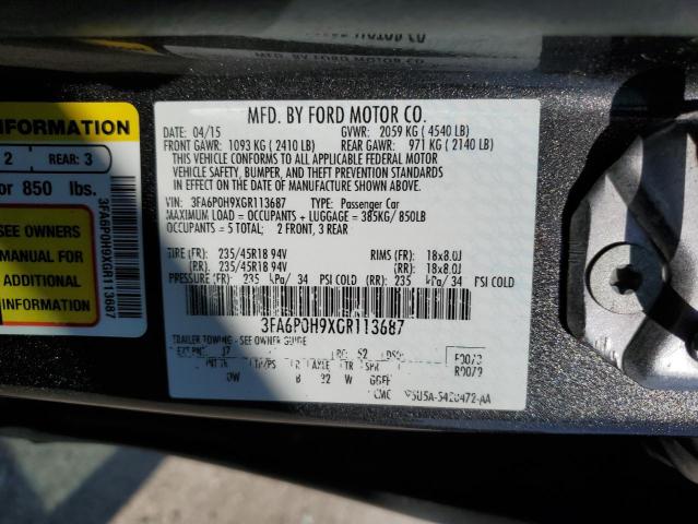2016 FORD FUSION SE - 3FA6P0H9XGR113687