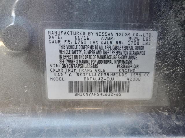 2017 NISSAN VERSA S - 3N1CN7AP5HL832485
