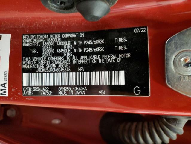 2022 TOYOTA 4RUNNER LI JTEKU5JR0N6045348