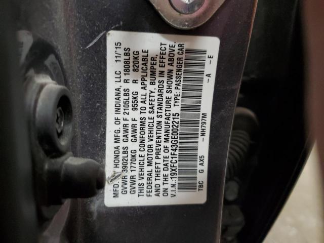 2016 HONDA CIVIC EX - 19XFC1F43GE002215