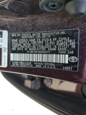 2016 TOYOTA AVALON HYB 4T1BD1EB1GU056721