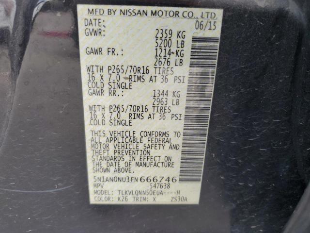 2015 NISSAN XTERRA X 5N1AN0NU3FN666746