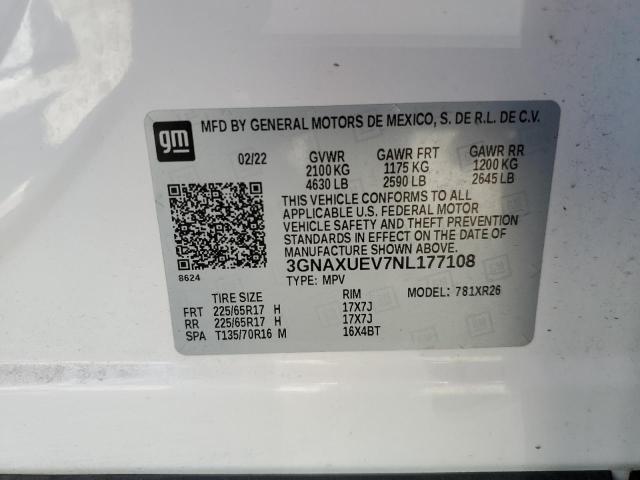 2022 CHEVROLET EQUINOX LT - 3GNAXUEV7NL177108