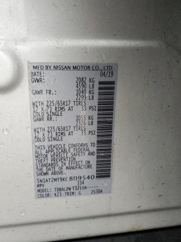 2019 NISSAN ROGUE S - 5N1AT2MT9KC809540