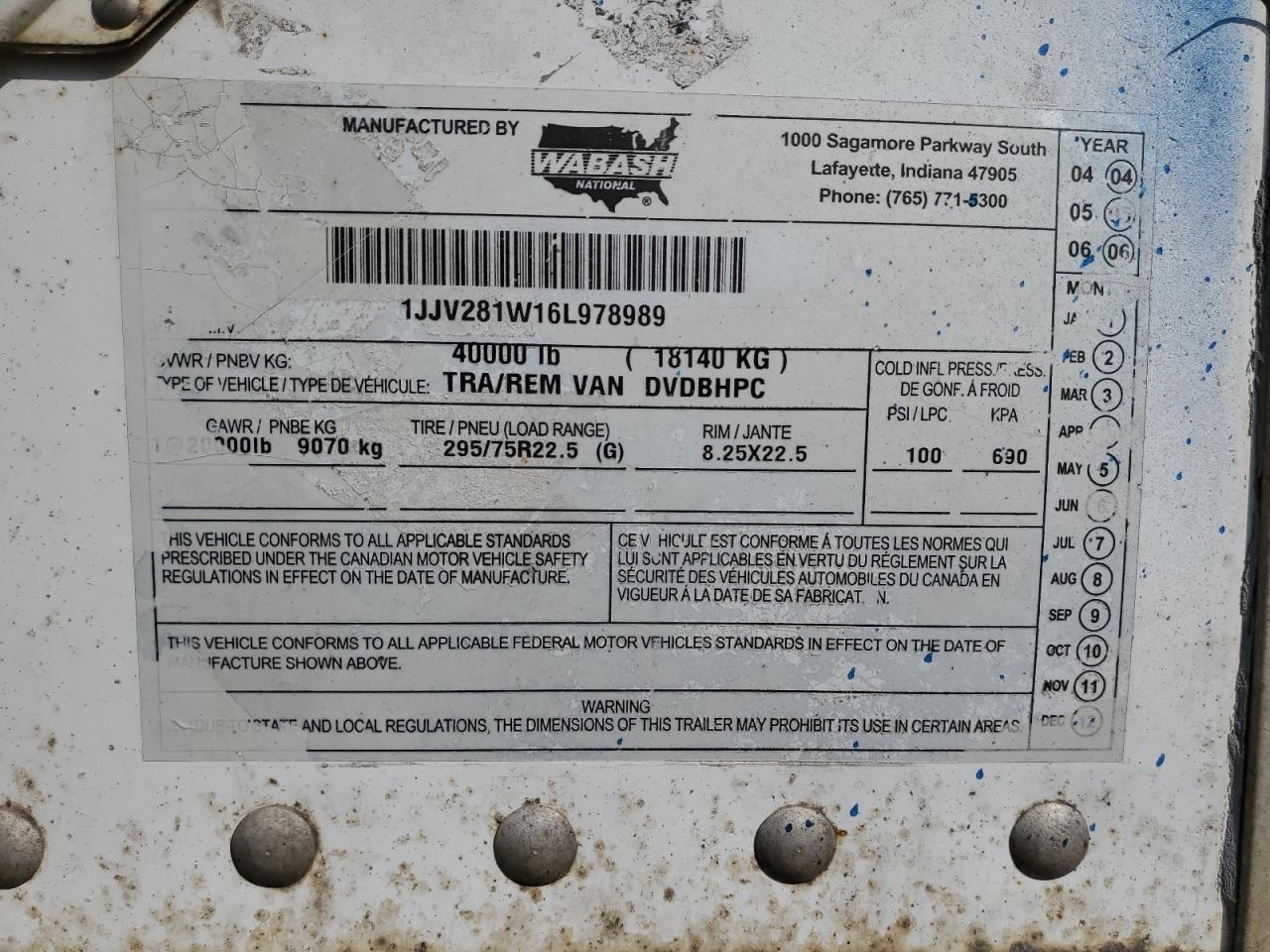 Lot #3226054019 2006 WABASH UNKNOWN