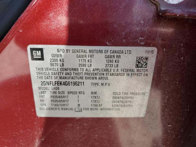 2016 CHEVROLET EQUINOX LT - 2GNFLFEK4G6196211