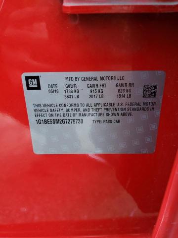 2016 CHEVROLET CRUZE LT 1G1BE5SM2G7279730