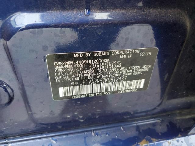 2019 SUBARU WRX STI JF1VA2R67K9812437