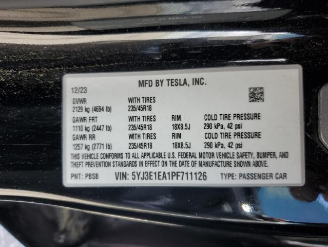 2023 TESLA MODEL 3 - 5YJ3E1EA1PF711126