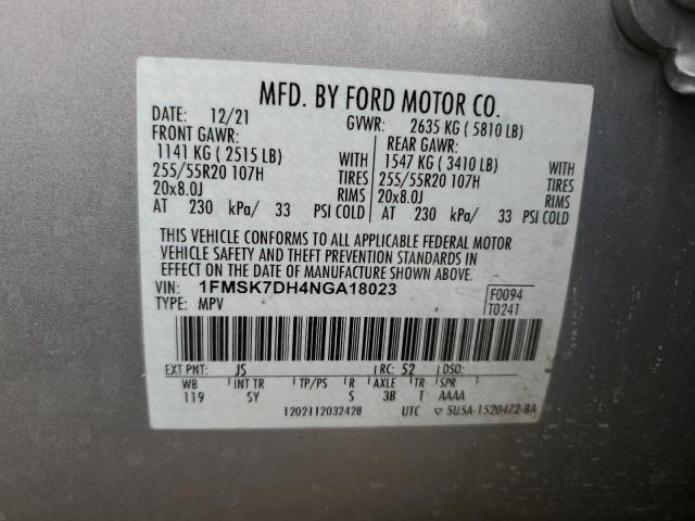 1FMSK7DH4NGA18023 2022 FORD EXPLORER