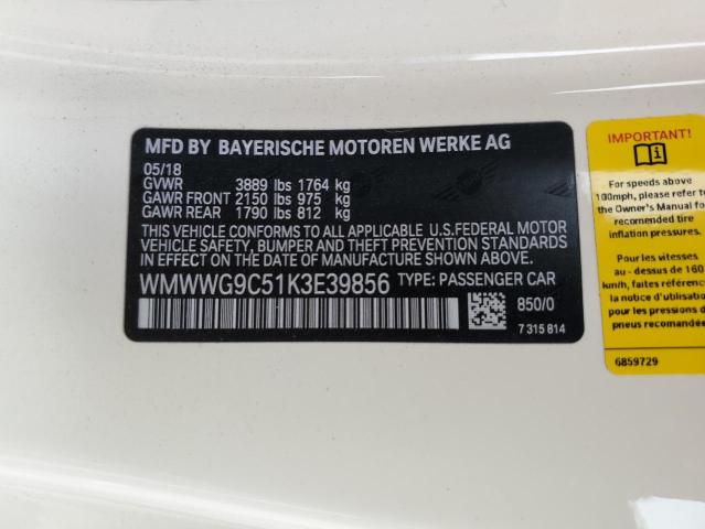 2019 MINI COOPER S - WMWWG9C51K3E39856