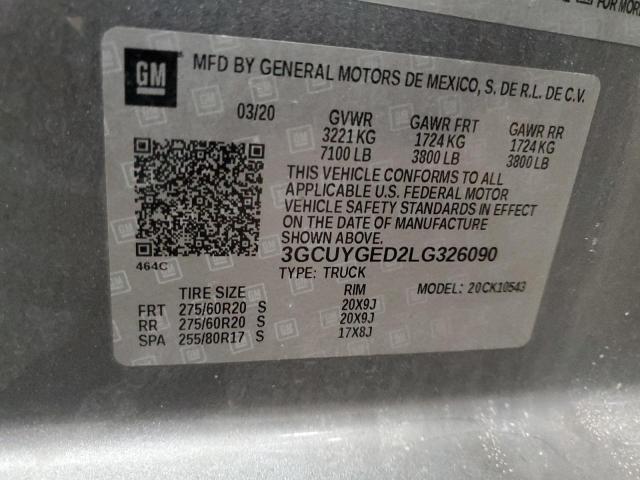 2020 CHEVROLET SILVERADO - 3GCUYGED2LG326090