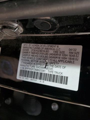 2022 HONDA RIDGELINE 5FPYK3F73NB023341