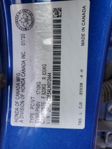 2020 HONDA CIVIC LX - 2HGFC2F54LH012444
