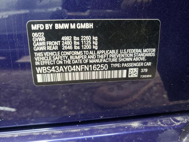 2022 BMW M3 COMPETI WBS43AY04NFN16250