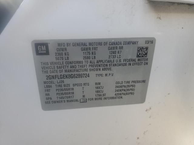 2016 CHEVROLET EQUINOX LT - 2GNFLGEK8G6289724