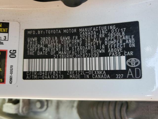 2017 TOYOTA COROLLA L - 2T1BURHE3HC827090