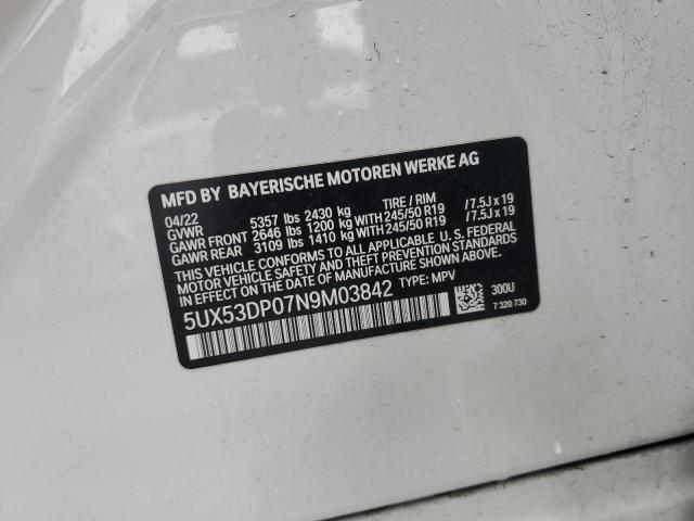 2022 BMW X3 XDRIVE3 - 5UX53DP07N9M03842