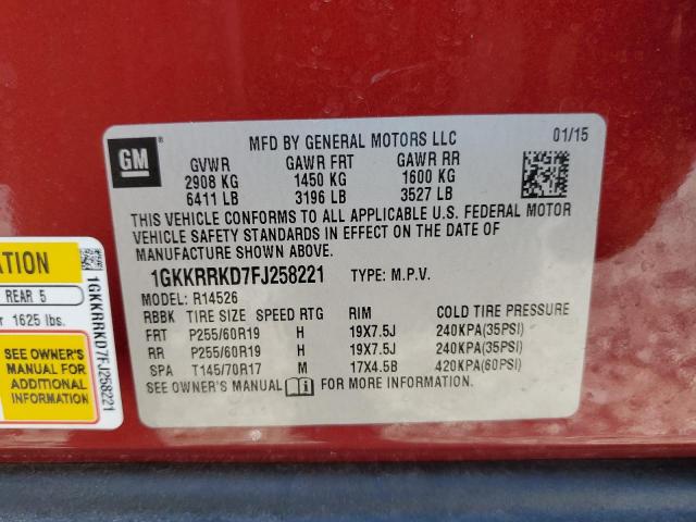 2015 GMC ACADIA SLT - 1GKKRRKD7FJ258221