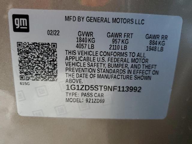 2022 CHEVROLET MALIBU LT - 1G1ZD5ST9NF113992