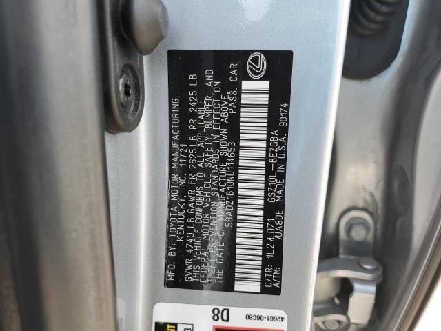 2022 LEXUS ES 250 58ADZ1B10NU114653