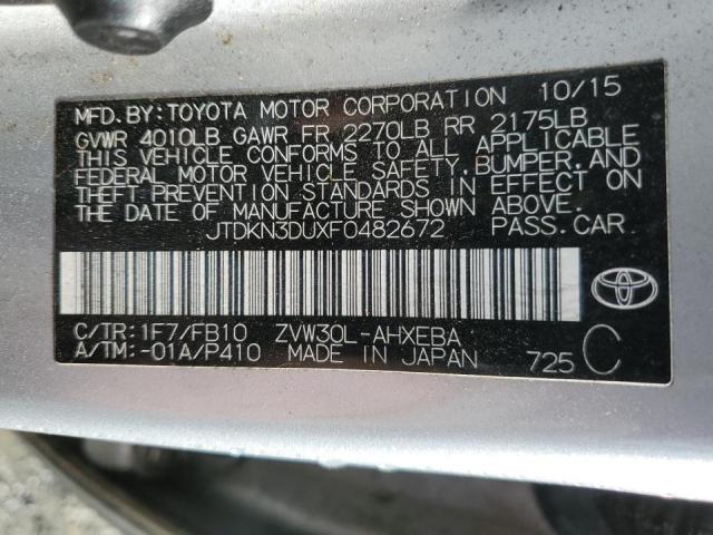 2015 TOYOTA PRIUS - JTDKN3DUXF0482672