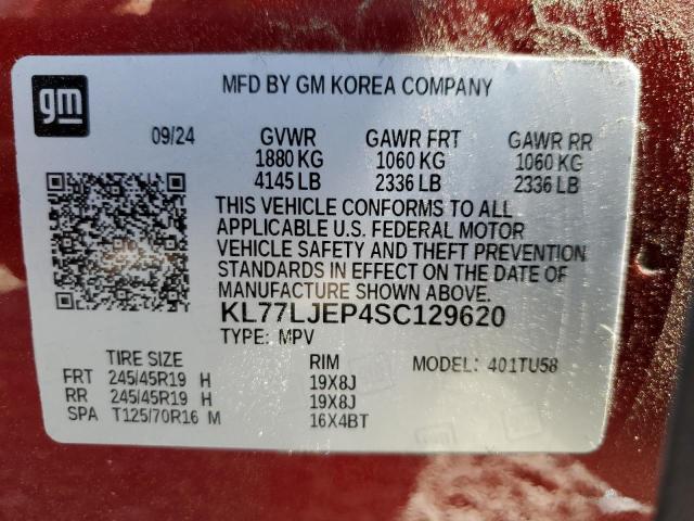 2025 CHEVROLET TRAX 2RS KL77LJEP4SC129620