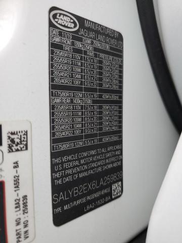 2020 LAND ROVER RANGE ROVE - SALYB2EX6LA259839
