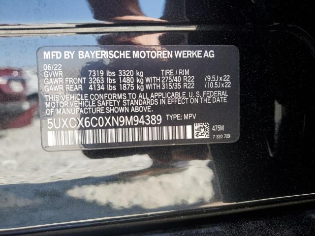 2022 BMW X7 M50I 5UXCX6C0XN9M94389