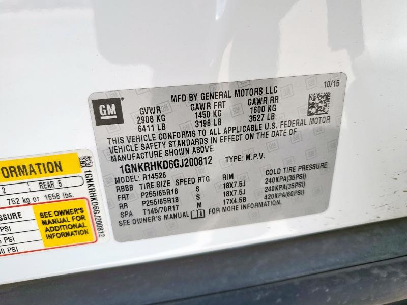 2016 CHEVROLET TRAVERSE L - 1GNKRHKD6GJ200812