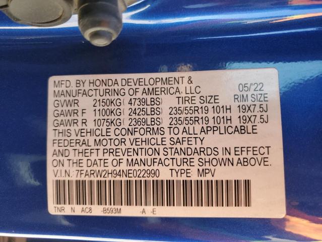 2022 HONDA CR-V TOURI - 7FARW2H94NE022990