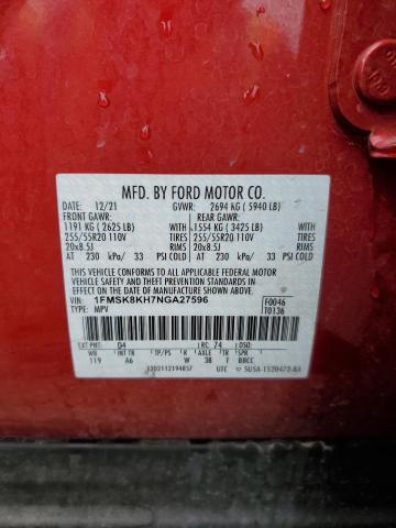 1FMSK8KH7NGA27596 2022 FORD EXPLORER