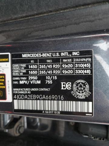 2016 MERCEDES-BENZ GLE 350D 4 4JGDA2EB9GA669016