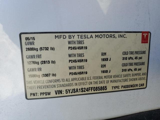 2015 TESLA MODEL S 70 5YJSA1S24FF085865