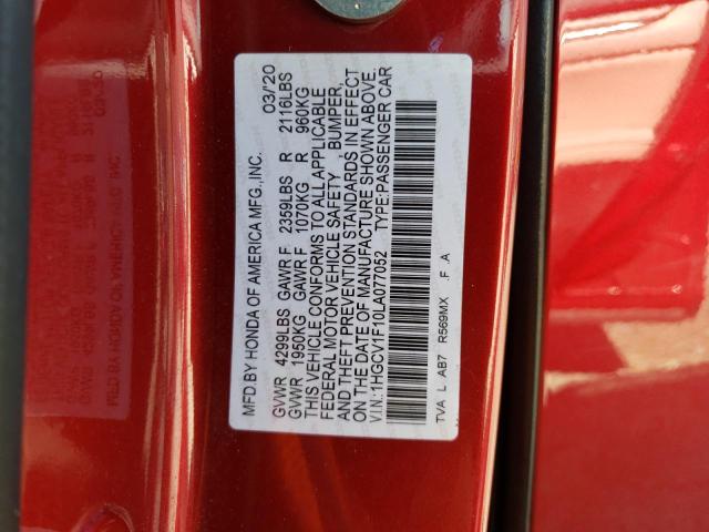 2020 HONDA ACCORD LX - 1HGCV1F10LA077052