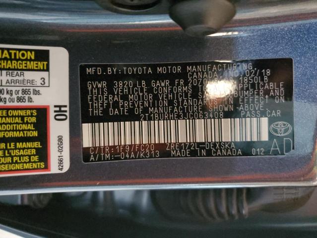 2018 TOYOTA COROLLA L - 2T1BURHE3JC063408
