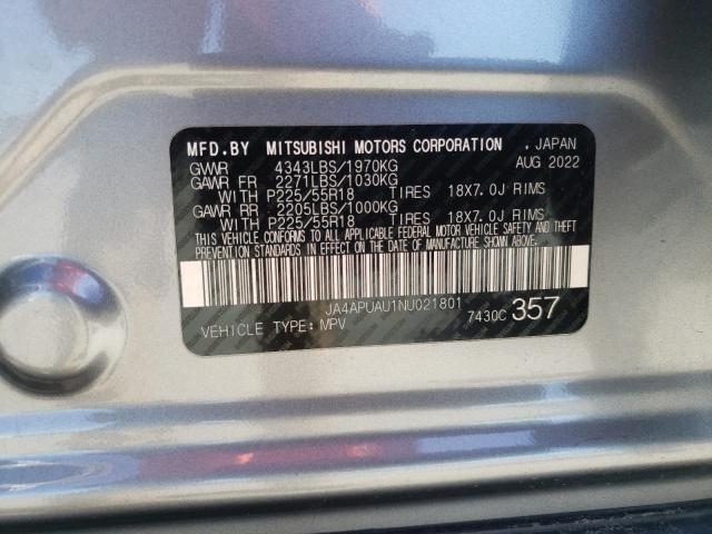 2022 MITSUBISHI OUTLANDER - JA4APUAU1NU021801
