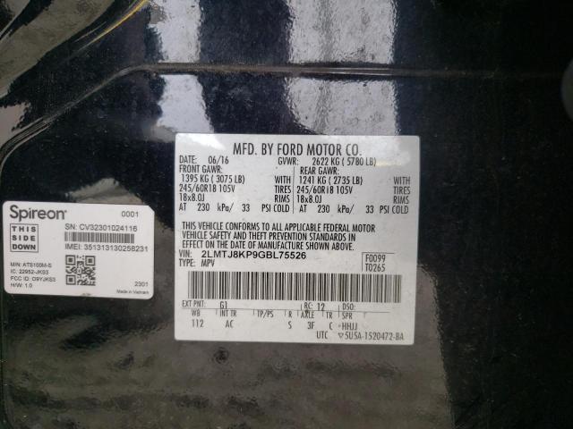 2016 LINCOLN MKX SELECT 2LMTJ8KP9GBL75526