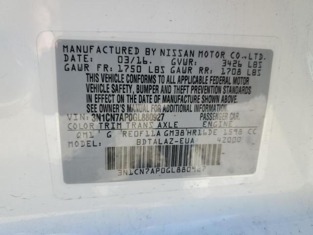 2016 NISSAN VERSA S - 3N1CN7AP0GL880927