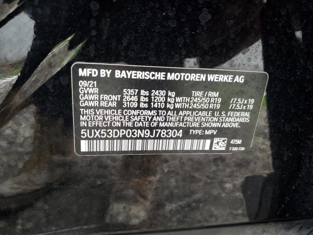 2022 BMW X3 XDRIVE3 - 5UX53DP03N9J78304