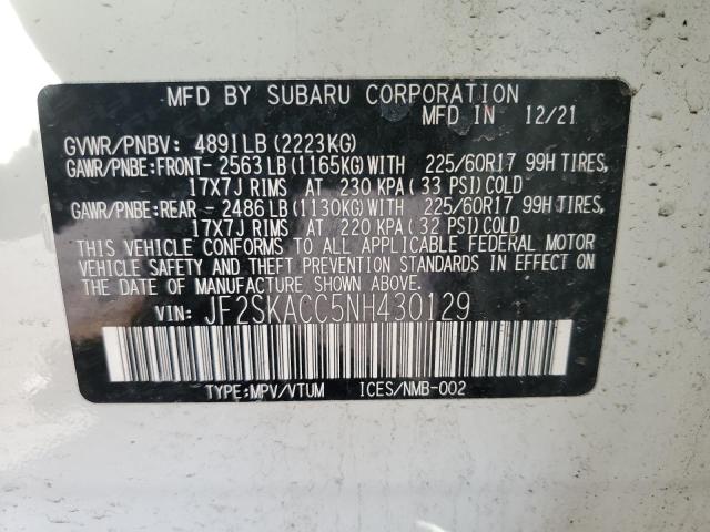 2022 SUBARU FORESTER JF2SKACC5NH430129